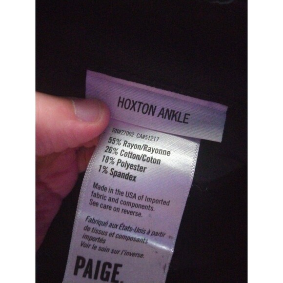 Paige | Black Shiny Hoxton Ankle Skinny Pants Size 4 - Picture 2 of 3